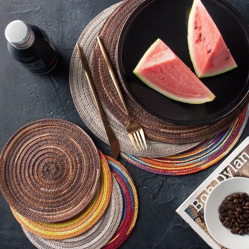 Round Woven Vinyl Placemats Set - Cake Pops Parties