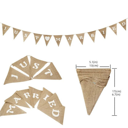Rustic Just Married Burlap Bunting Banner Set - Cake Pops Parties