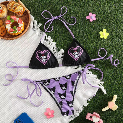 Sanrio Hello Kitty 2Pcs Bikini Set | Y2K Kawaii Strappy Swimwear - Cake Pops Parties