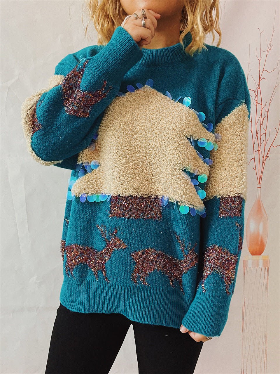 Sequined Christmas Tree Sweater - Cake Pops Parties