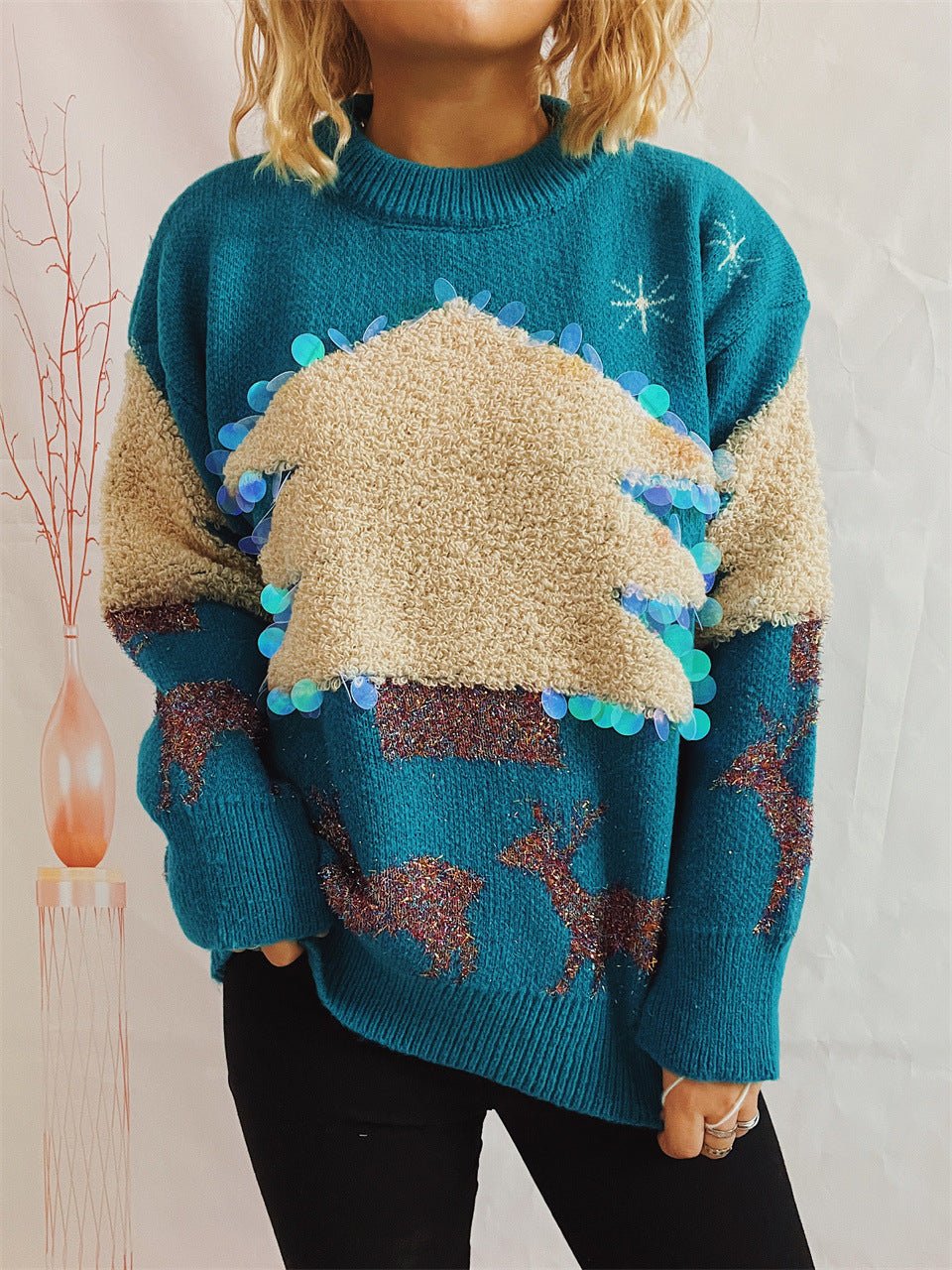 Sequined Christmas Tree Sweater - Cake Pops Parties