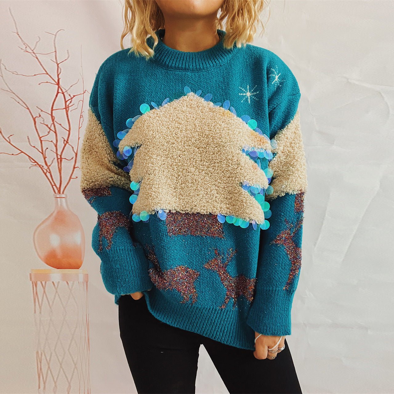 Sequined Christmas Tree Sweater - Cake Pops Parties