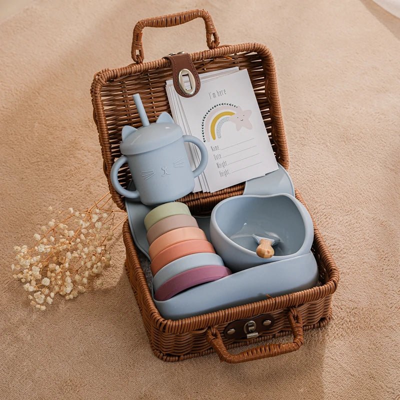 Silicone Baby Feeding Set & Rainbow Stacker - Cake Pops Parties