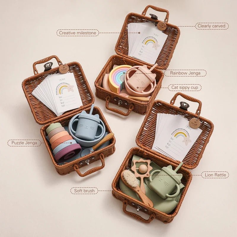 Silicone Baby Feeding Set & Rainbow Stacker - Cake Pops Parties