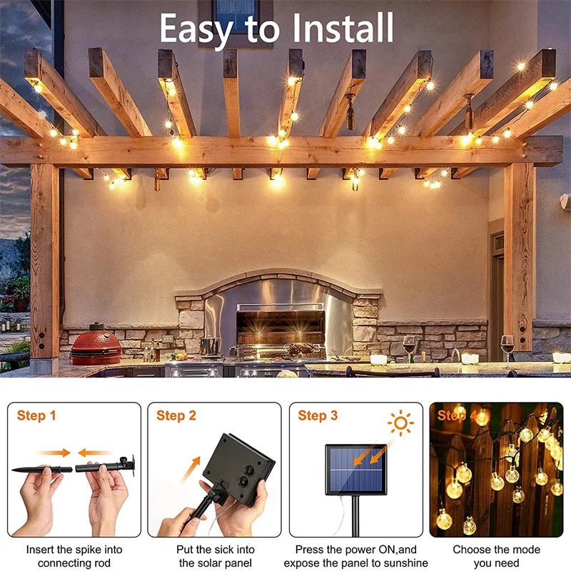 Solar Globe String Lights 60 LED 8 Modes - Cake Pops Parties