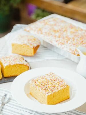 Sprinkle Sponge Cake Traybake - Cake Pops Parties