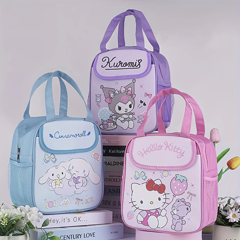 Stitch Kuromi Insulated Lunch Bag | Reusable Canvas Tote | Zip Closure - Cake Pops Parties
