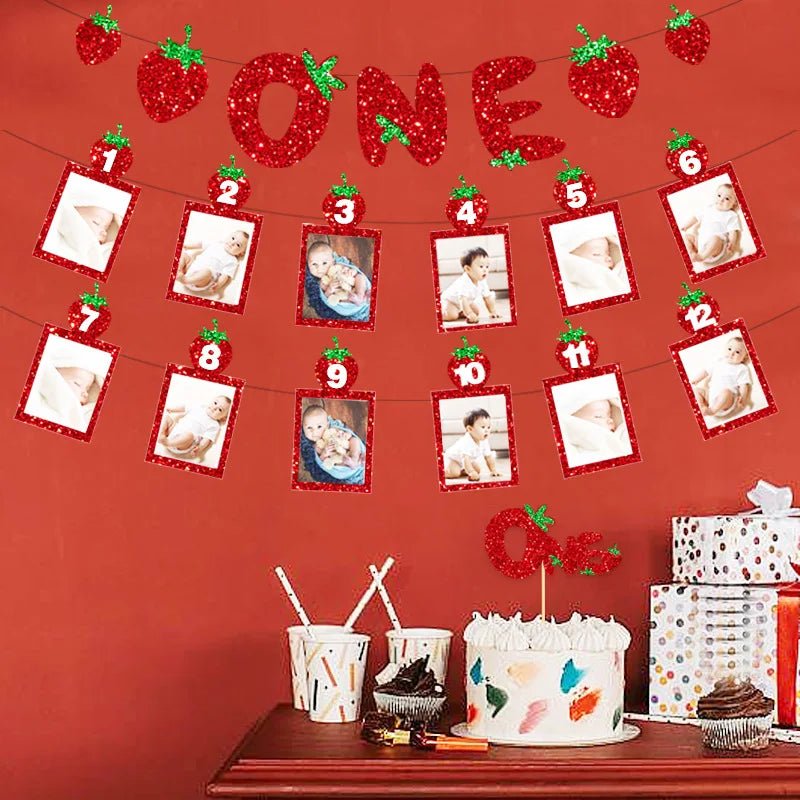 Strawberry One Cake Topper Set - Cake Pops Parties