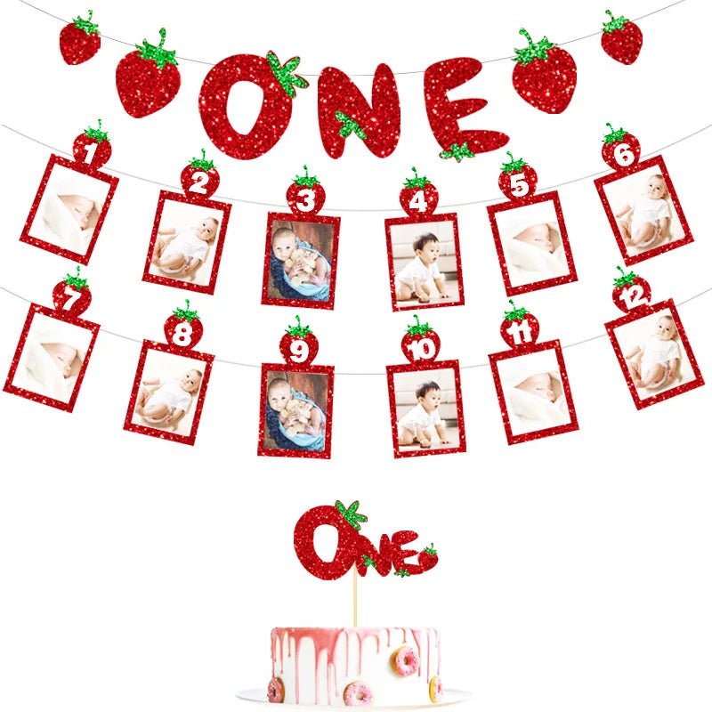 Strawberry One Cake Topper Set - Cake Pops Parties