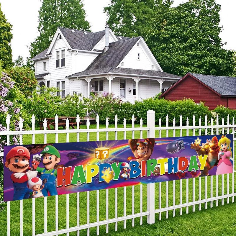 Super Mario Birthday Banner - Fun Party Decor - Cake Pops Parties