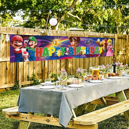 Super Mario Birthday Banner - Fun Party Decor - Cake Pops Parties