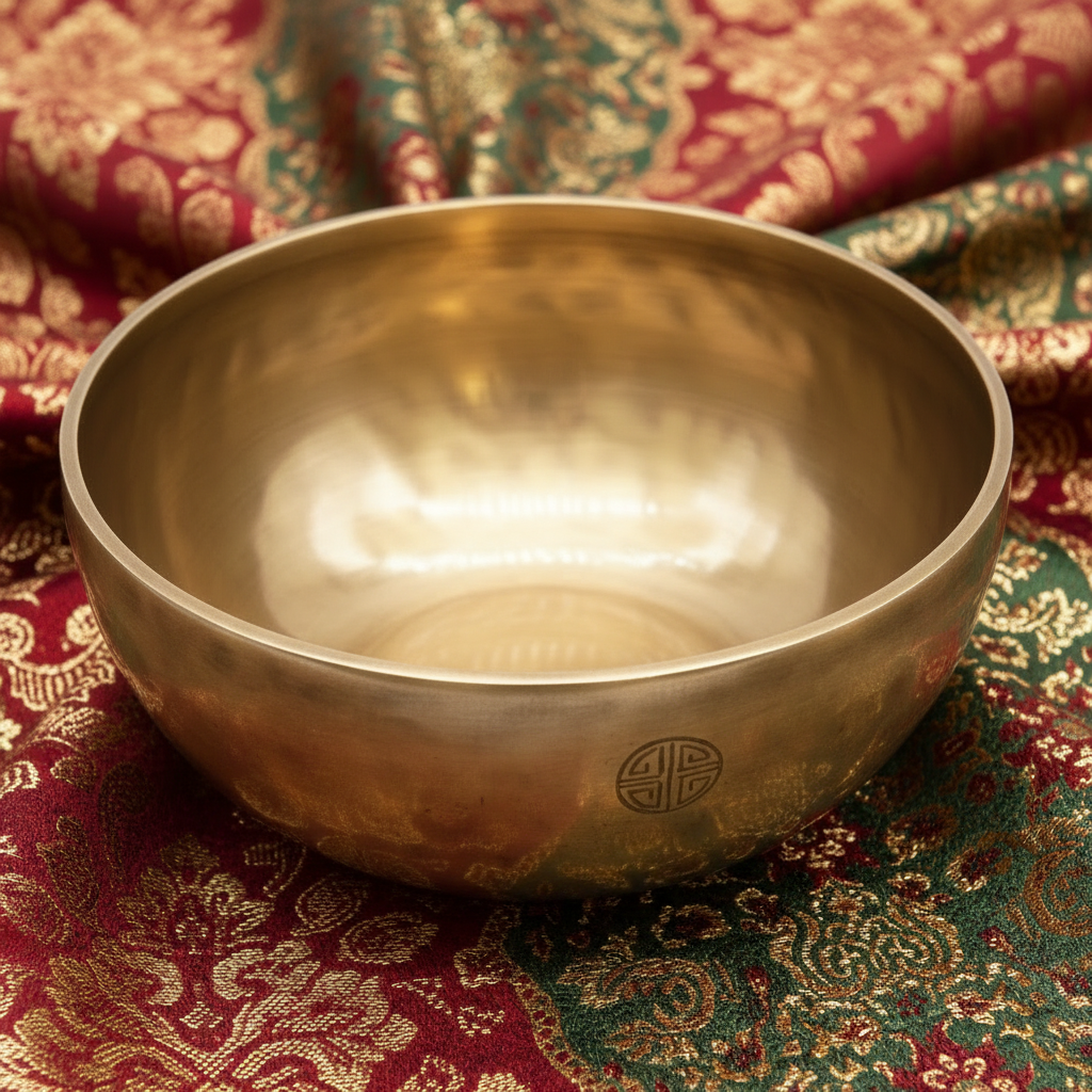 Three-quarter view of singing bowl