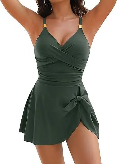 Tummy Control One Piece Swimdress | Women's Slimming Ruched Swimwear - Cake Pops Parties