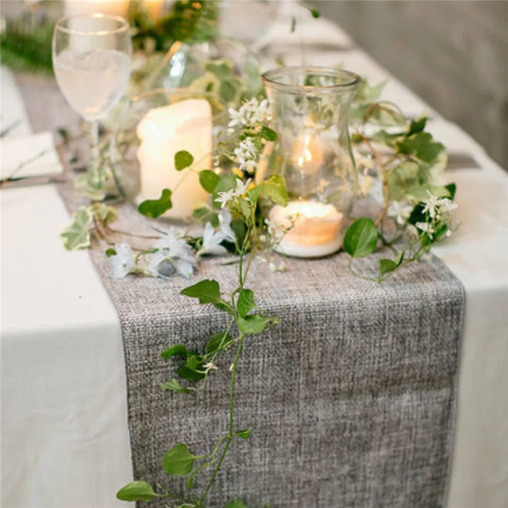 Vintage Burlap Table Runner - Gray Khaki - Cake Pops Parties