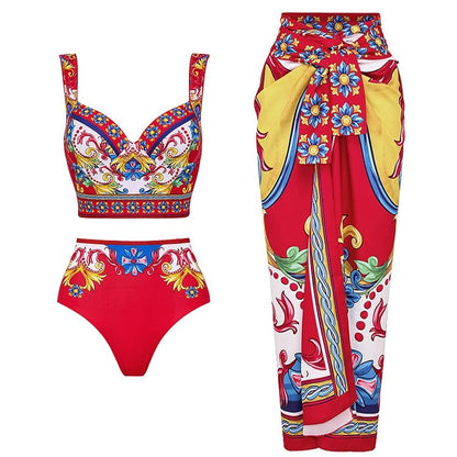 Vintage Style One Piece Swimsuit | Retro Pattern Print | Women's Wear - Cake Pops Parties