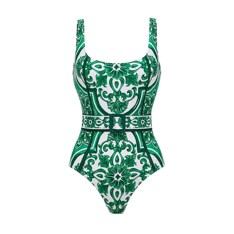 Vintage Style One Piece Swimsuit | Retro Pattern Print | Women's Wear - Cake Pops Parties