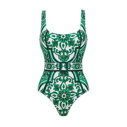 Vintage Style One Piece Swimsuit | Retro Pattern Print | Women's Wear - Cake Pops Parties