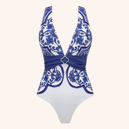 Vintage Style One Piece Swimsuit | Retro Pattern Print | Women's Wear - Cake Pops Parties