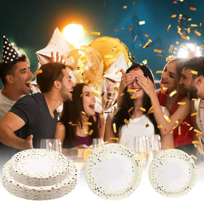 White Gold Party Dinnerware Set - Cake Pops Parties