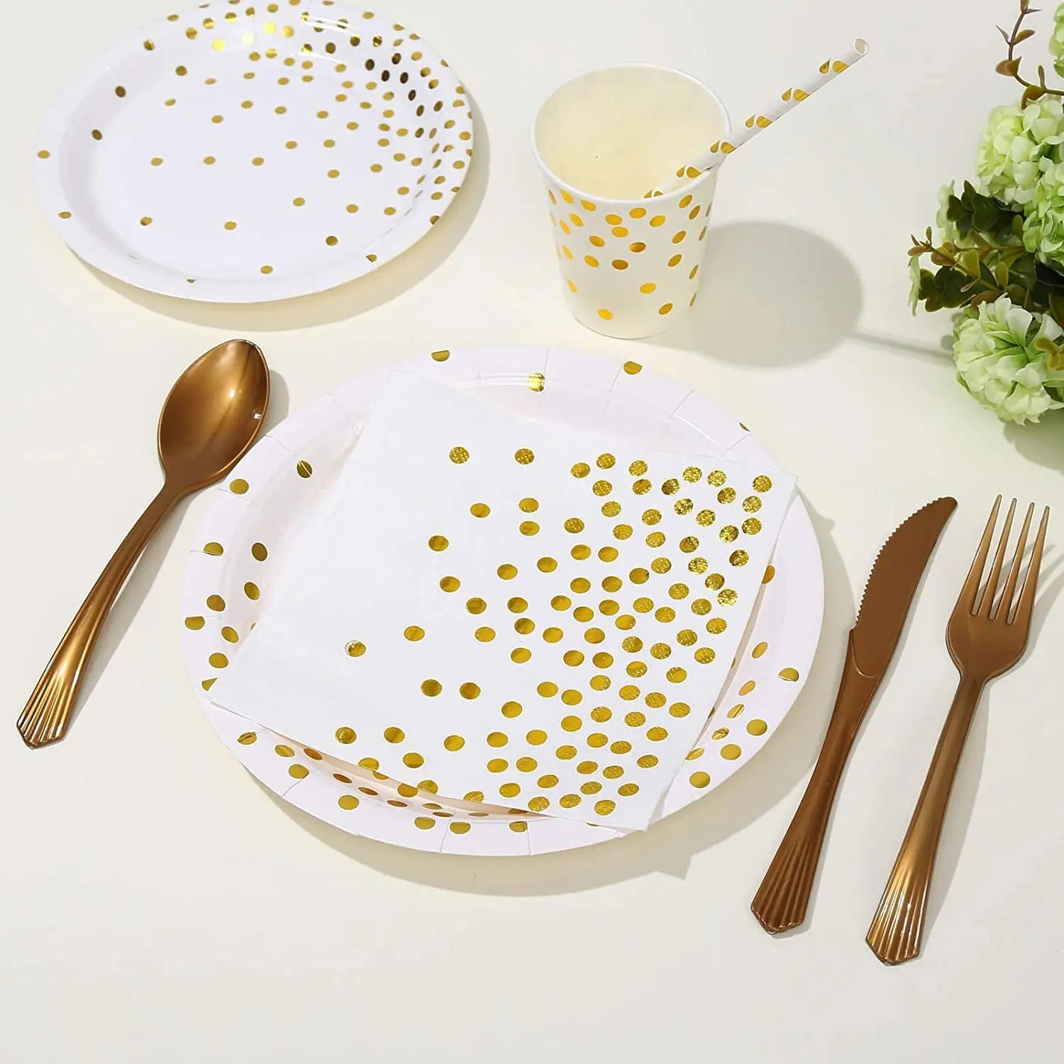 White Gold Party Dinnerware Set - Cake Pops Parties
