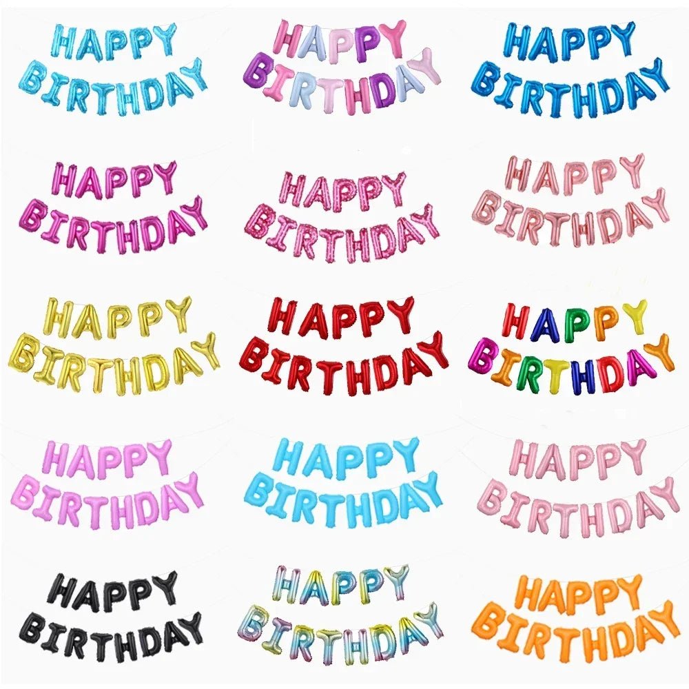 White Happy Birthday Balloon Banner - Cake Pops Parties