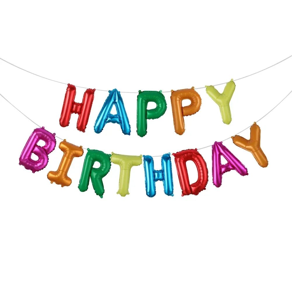 White Happy Birthday Balloon Banner - Cake Pops Parties