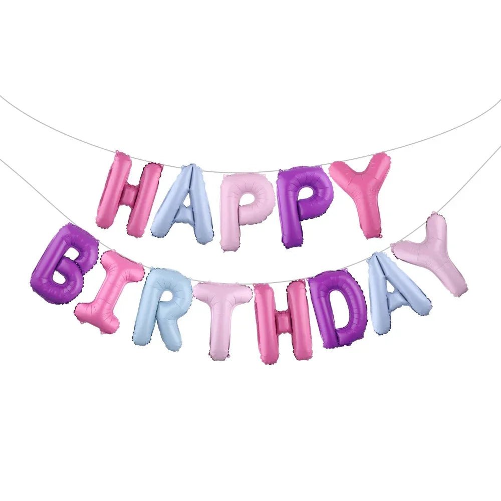 White Happy Birthday Balloon Banner - Cake Pops Parties