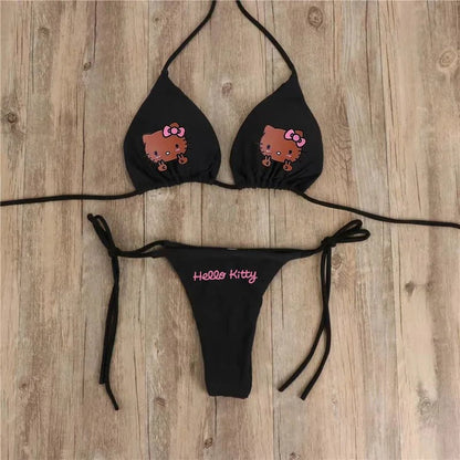 Y2K Hello Kitty 2Pc Swimsuit | Women’s Sanrio Anime Kawaii Bikini Set - Cake Pops Parties