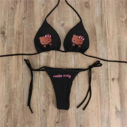 Y2K Hello Kitty 2Pc Swimsuit | Women’s Sanrio Anime Kawaii Bikini Set - Cake Pops Parties