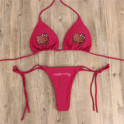 Y2K Hello Kitty 2Pc Swimsuit | Women’s Sanrio Anime Kawaii Bikini Set - Cake Pops Parties