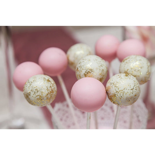Pink and Glitter Cake Pops For Bridal Showers - Cake Pops Parties